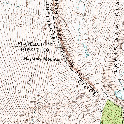 Topographic Map of Haystack Mountain, MT