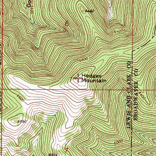 Topographic Map of Hedges Mountain, MT