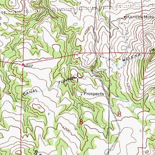 Topographic Map of Helena Valley Canal Tunnel, MT