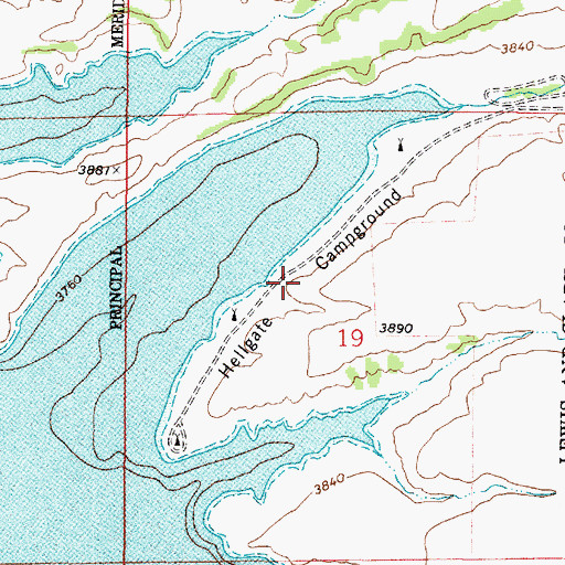 Topographic Map of Hellgate Campground, MT