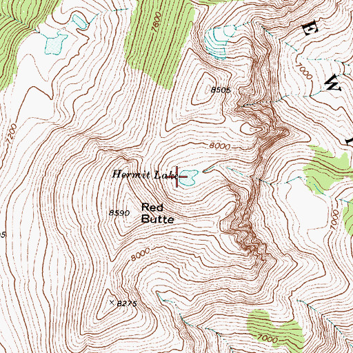 Topographic Map of Hermit Lake, MT