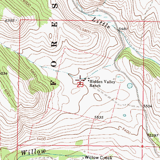 Topographic Map of Hidden Valley Ranch, MT