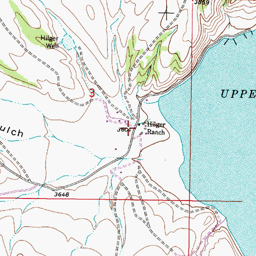Topographic Map of Hilger Ranch, MT