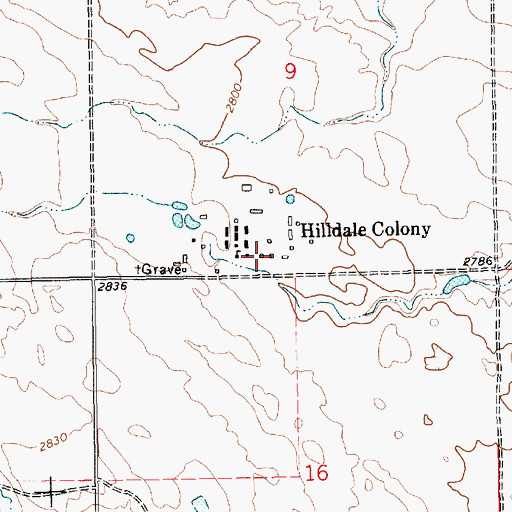 Topographic Map of Hilldale Colony, MT