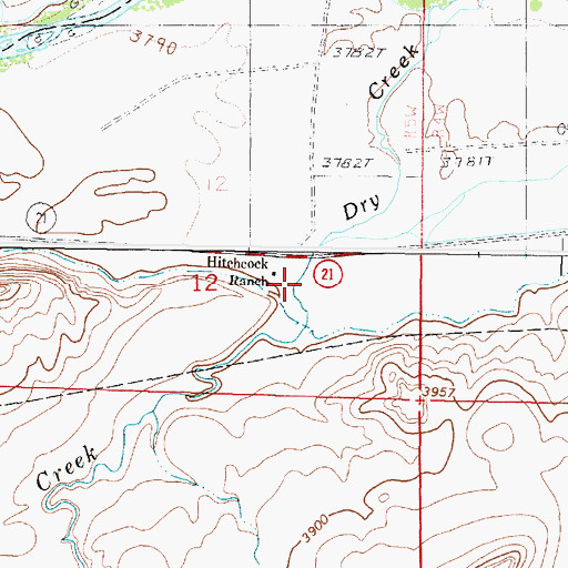 Topographic Map of Hitchcock Ranch, MT