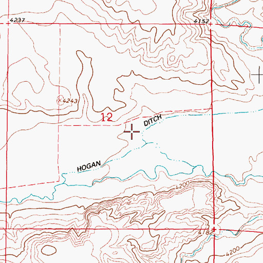 Topographic Map of Hogan Ditch, MT