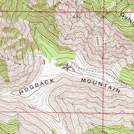 Topographic Map of Hogback Mountain, MT