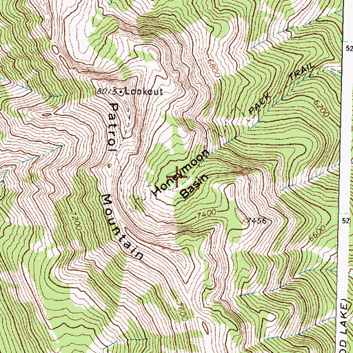 Topographic Map of Honeymoon Basin, MT