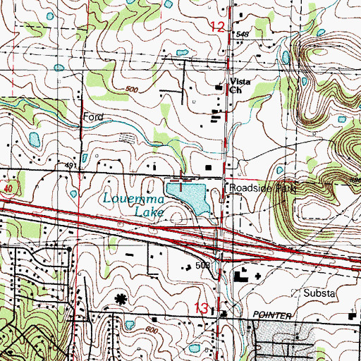 Topographic Map of Lake Lou Emma Dam, AR
