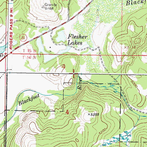 Topographic Map of Horsefly Creek, MT