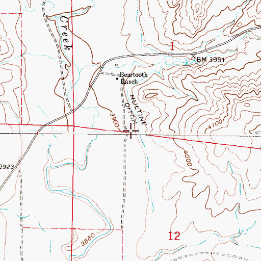 Topographic Map of Hultine Ditch, MT