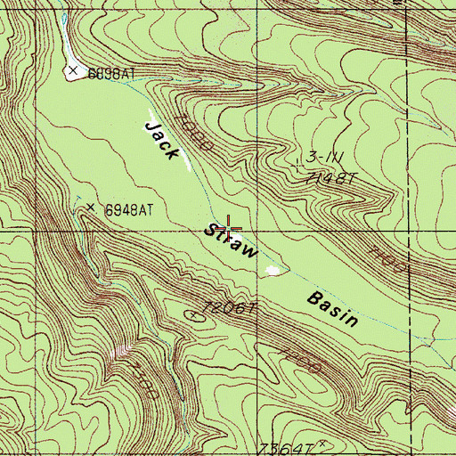 Topographic Map of Jack Straw Basin, MT