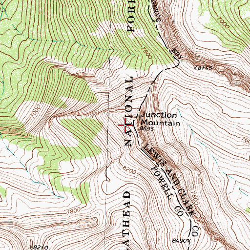 Topographic Map of Junction Mountain, MT