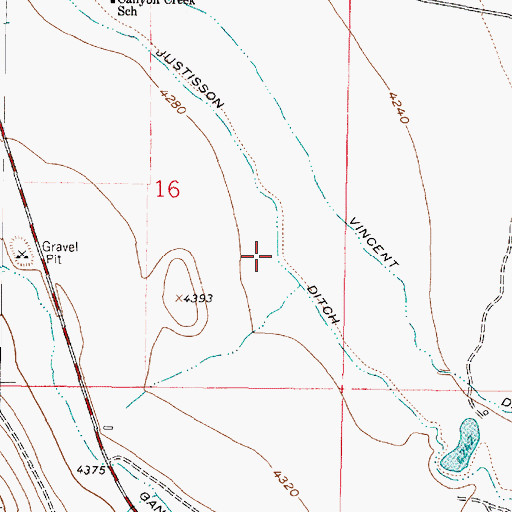 Topographic Map of Justisson Ditch, MT