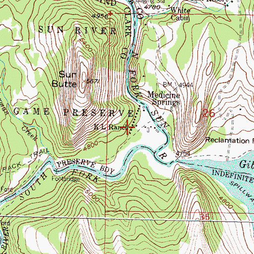 Topographic Map of K L Ranch, MT