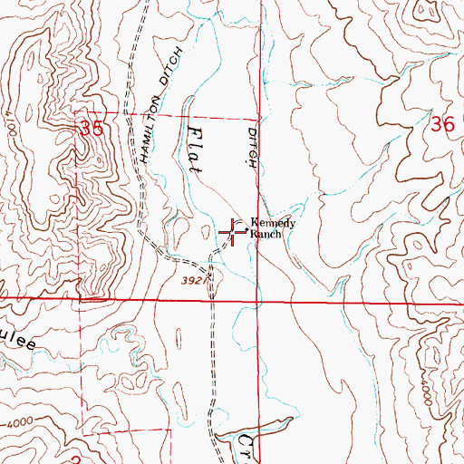 Topographic Map of Kennedy Ranch, MT