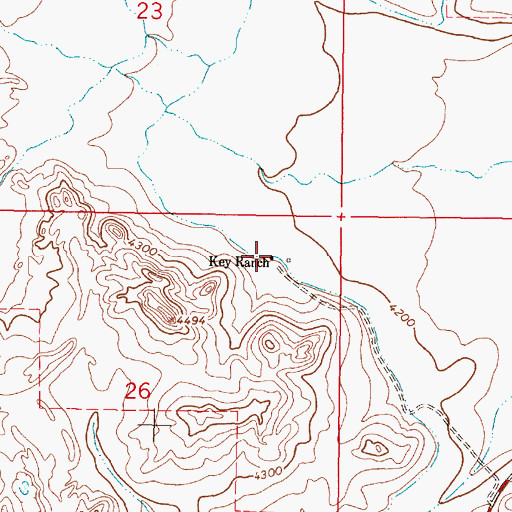 Topographic Map of Key Ranch, MT