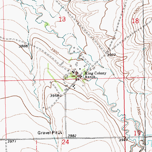 Topographic Map of King Colony Ranch, MT
