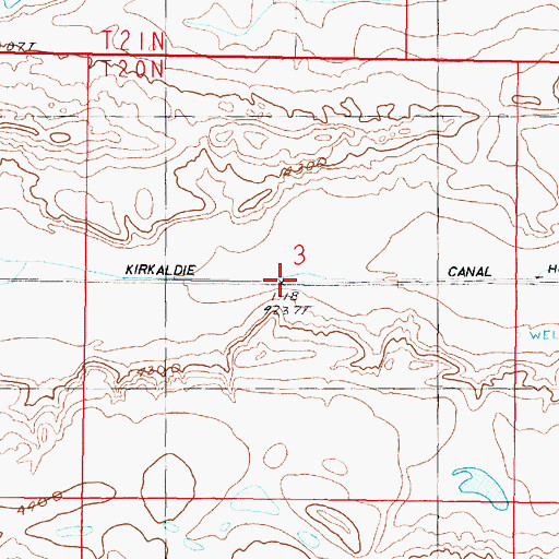 Topographic Map of Kirkaldie Canal, MT