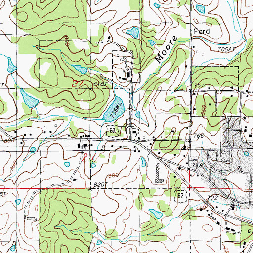 Topographic Map of Langston Lake Dam, AR