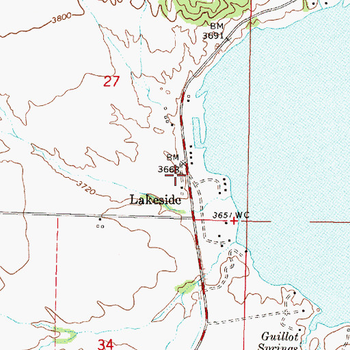 Topographic Map of Lakeside, MT