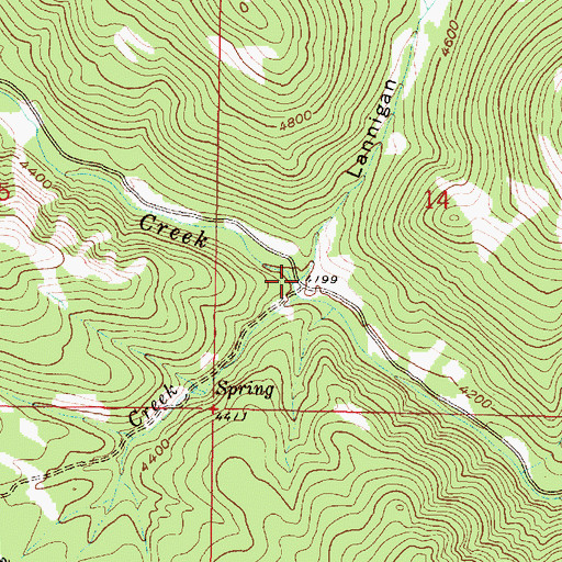 Topographic Map of Lannigan Gulch, MT