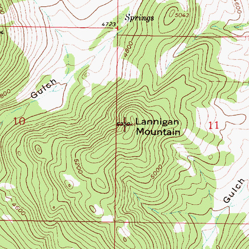 Topographic Map of Lannigan Mountain, MT