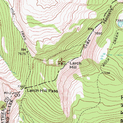 Topographic Map of Larch Hill, MT