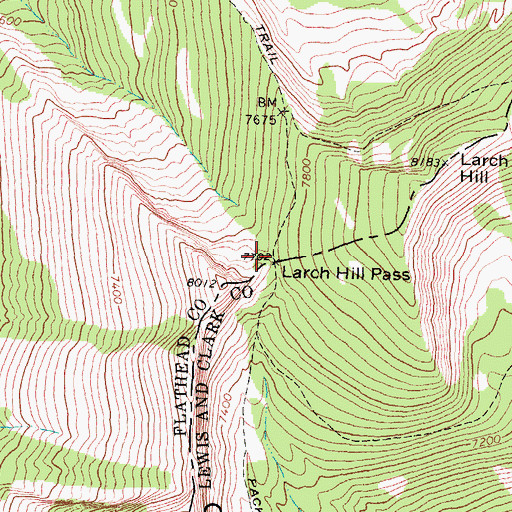 Topographic Map of Larch Hill Pass, MT