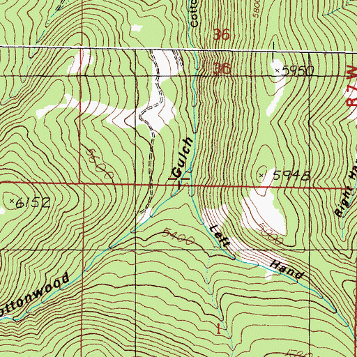 Topographic Map of Left Hand Fork Cottonwood Gulch, MT