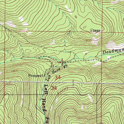 Topographic Map of Left Hand Fork Deadman Creek, MT