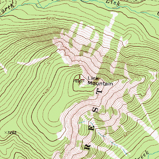 Topographic Map of Lick Mountain, MT
