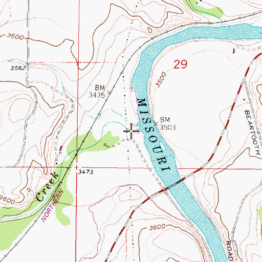 Topographic Map of Little Prickly Pear Creek, MT