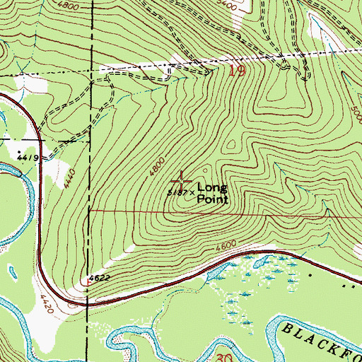 Topographic Map of Long Point, MT