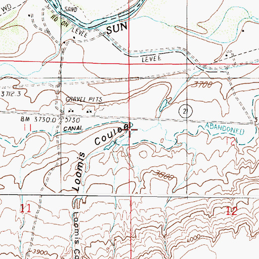 Topographic Map of Loomis Coulee, MT