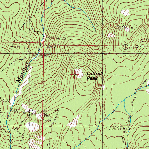 Topographic Map of Luttrell Peak, MT