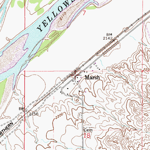 Topographic Map of Marsh, MT