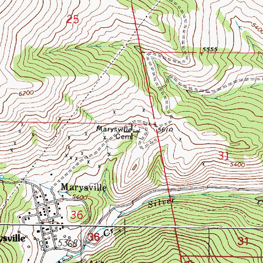 Topographic Map of Marysville Cemetery, MT