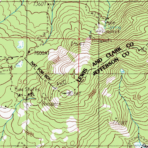 Topographic Map of May-Lillie Mine, MT