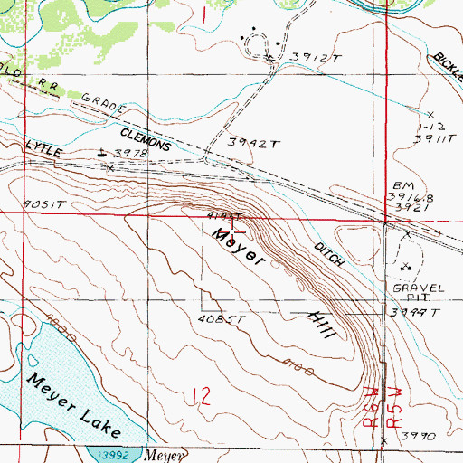 Topographic Map of Meyer Hill, MT