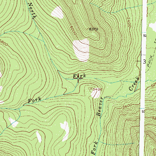 Topographic Map of Middle Fork Beaver Creek, MT