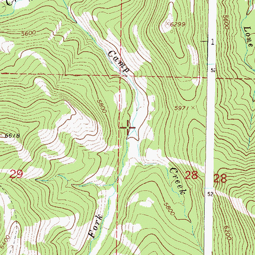 Topographic Map of Middle Fork Camp Creek, MT