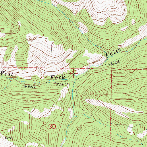 Topographic Map of Middle Fork Falls Creek, MT