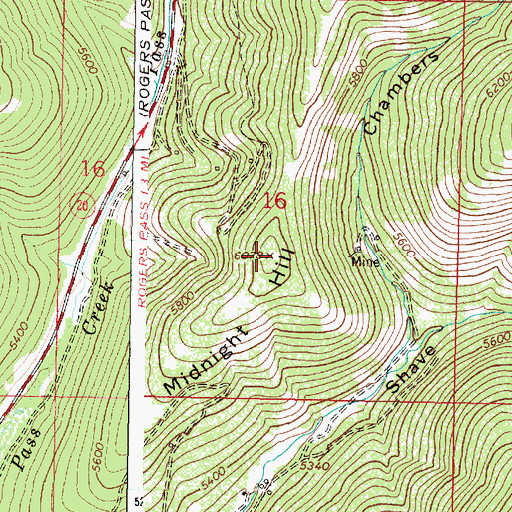 Topographic Map of Midnight Hill, MT