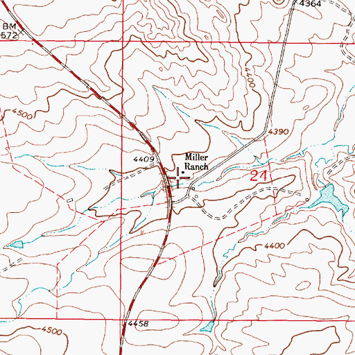 Topographic Map of Miller Ranch, MT