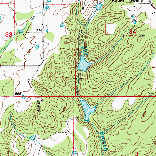 Topographic Map of Myers Lake Dam, AR