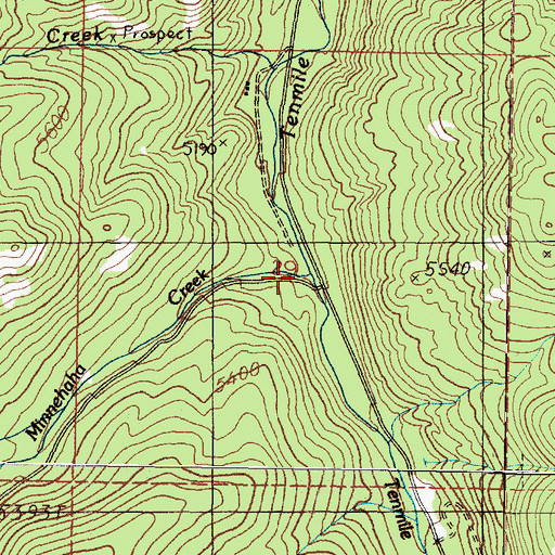 Topographic Map of Minnehaha Creek, MT