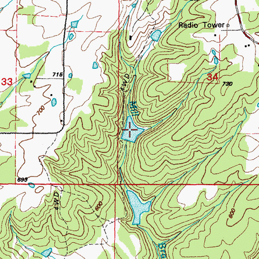 Topographic Map of Myers Lake, AR