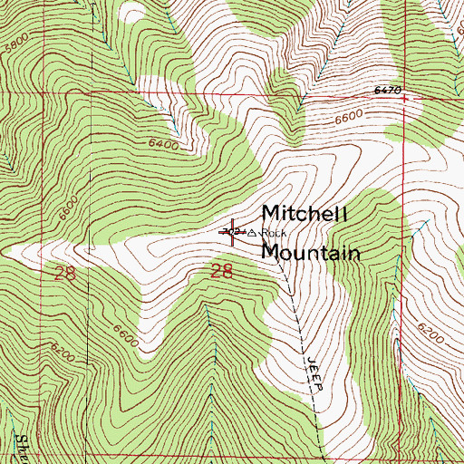 Topographic Map of Mitchell Mountain, MT