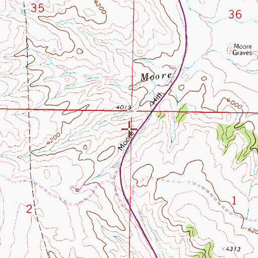 Topographic Map of Moore Hill, MT